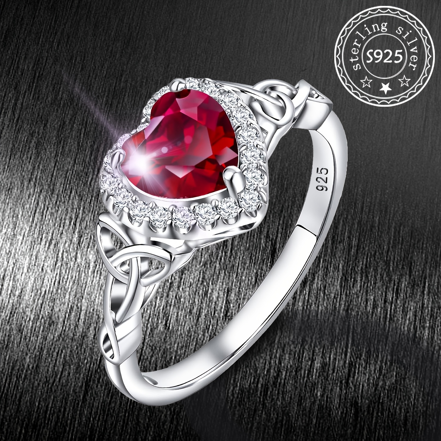 Women's Celtic Knot Ring with Synthetic Cubic Zirconia